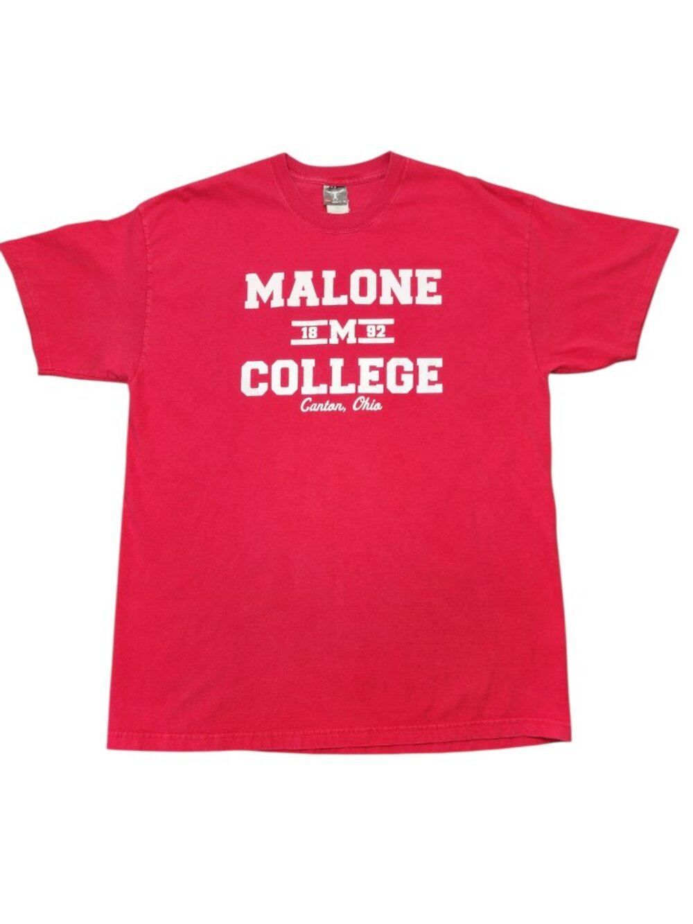 Vintage Malone College Graphic T-Shirt Mens XL Red Canton Ohio University